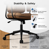 HomeZeer Brown Office Chair with Memory Foam Cushion, Fabric Office Chair with Wheels and Arms