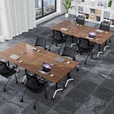 10-Pack Modular Folding Conference Table with Wheels, 55.1" Flip Top Mobile Training Table