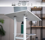 Mobile 24 x 16 inch Lectern Podium, Height Adjustable Steel Rolling Laptop Cart on Wheels