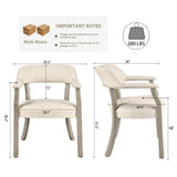 LEEMTORIG Faux Leather Dining Chair with Arms, Solid Wood Dining Chair with Supportive Back, Game Poker Table Chairs, Boss Caption's Chairs Office Desk Chairs, Soft Grey Legs & Beige PU CY-NX173-WT