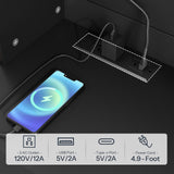 HOOBRO 2 Drawer File Cabinet with Charging Station, LED Lights, File Holder Organizer, Fits Letter, Legal, A4 Size, Vertical, for Home Office, Black
