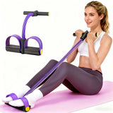 Pedal Resistance Bands with Handles, Upgrade 6-Tubes Manual Tension Training Pedal, Natural Rubber Foot Pedal Resistance Bands, (Purple)