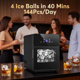 2" Clear Ice Ball Maker Machine, Countertop Sphere Ice Maker with Self-Cleaning – 4 Pcs in 40 Mins (144 Pcs/Day), Auto/Manual Water Fill, Crystal Clear Large Round Ice for Whiskey, Cocktail, Home Bar