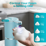 Wisekoti P11 Seafoam Automatic Foaming Soap Dispenser – Unique Coastal Tone, Touchless Sensor, 4-Level Foam Control, USB-C Rechargeable, 380ml, Wall Mounted or Countertop for Kitchen & Bathroom