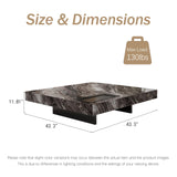 43.3" Square Coffee Table for Living Room - Modern Gray Sintered Stone Coffee Table with Black Carbon Steel Base, 150lbs Capacity - for Home, Lounge, Office