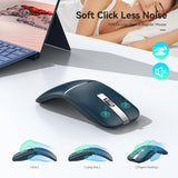Bluetooth Wireless Arc Travel Mouse, Bluetooth 5.0/4.0 & 2.4G Tri-Mode, Rotating Foldable Ergonomic Mice, Type-C Rechargeable Multi-Device for Microsoft Laptop, PC, MacBook, Chromebook, Lenovo - Blue