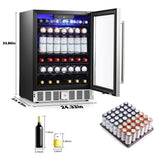 COWSAR Wine Cooler Refrige ETL Approved 24inch Wine Fridge Freestanding or Built-in Wine Refrigerator 5.1Cu.Ft Wine Fridge