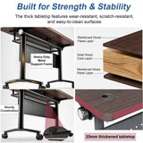 QXYXSM Folding Conference Table with Wheels,Conference Room Table with Cable Hole,Mobile Flip-Top Training Tables Seats 2-30,Modular Meeting Table for Training Room Seminar(6,Black Gold Walnut,47.2in