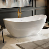 Empava 69 Inch Freestanding Bathtub, Acrylic Soaking Tub with 15" Internal Water Depth & Non-Slip Bottom, Modern Oval White Tub for One Adult, 58 Gallon Capacity, cUPC Certified