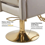 walnest Beige Salon Barber Chair for Hair Stylist Professional Styling Chair with Hydraulic Pump Swivel Adjustable All Purpose for Home Barbershop Beauty