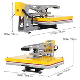 Semi-Auto Heat Press Machine, 16x24inch Heat Press with Slide-Out Base, 110V 2000W High-Pressure Sublimation Transfer Machine