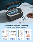 onlikin 35W Ultrasonic Jewelry Cleaner, 45KHz Retainer Cleaner for Jewelry, 5 Timer & 3 Power Modes, Eyeglasses, Rings, Watch Strap, Dentures - 20oz, 304 Stainless Steel Tank, Quiet <38dB (Black)