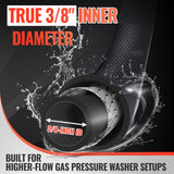 YAMATIC 3/8" Pressure Washer Hose 50FT With Swivel 3/8 Quick Connect, 4000 PSI High Tensile Steel Braided Kink Resistant, 212°F Hot/Cold Water Power Washer Hose for Professional Gas Cleaning