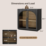 MorganBrig Sideboard Cabinet with Glass Doors, 94.5'' W Display Cabinet