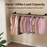 Clothes Rack Wall Mounted, 60in Industrial Pipe Wall Mount Clothing Rack, 1 Pack UlSpeed