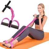 Resistance Bands with Handle, 6-Tube Elastic Foot Pedal Resistance Band, Natural Rubber Ankle Puller Sit-up Exercise, Multifunction Fitness Bands for Abdomen