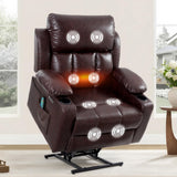 FLEXISPOT XL31-XL Oversized Power Lift Recliner for Elderly, 400 Lbs Heavy Duty Lay Flat Lift Chair with Extra Wide 27" Seat, Massage & Heat, Dual Motor Electric Recliner for Living Room, Dark-Brown