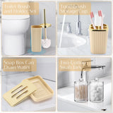 WSBArt 17PCS Bathroom Accessory Set Bathroom Set Beige Bathroom Accessories,Toilet Brush, Trash Can, Qtip Holder Dispenser& 3PCS Soap Dispenser