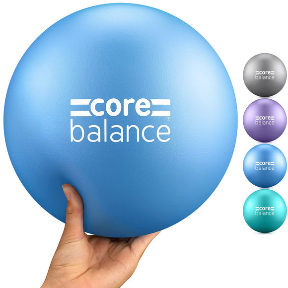 Core Balance Pilates Ball 9 Inch Anti Burst, Core Ball with Inflation Tube, Mini Pilates Ball for Physical Therapy, Small Exercise Ball for Yoga, Barre, Stretching and Core Stability Workout (Blue) Core Balance