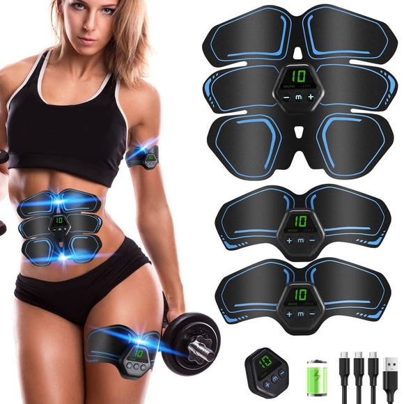 ABS Stimulator, Ab Trainer, EMS Muscle Stimulator LCD Screen Muscle Stimulator USB Rechargeable Portable Muscle Trainer Abdominal / arm / Leg Fitness Workouts Gear XENGUAN