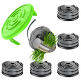 7 Pcs Dual Line String Trimmers Spools Compatible with Greenworks Model 2101602, 2101602A, STBA40B210, BST4000, 0.065" Line Replacement Spool (2900719) and Spool Cap Cover(6 Spools + 1 Cap)