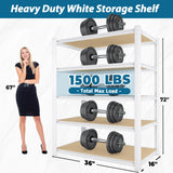 PrimeZone 2 Packs 36" W x 16" D x 72" H Closet Storage Shelves - 5 Tier White Metal Connector Shelving, Adjustable Heavy Duty Garage Shelves, Utility Rack Organizer Shelf for Kitchen Pantry Garage