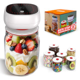 Beatish Electric Mason Jar Vacuum Sealer Kit - Auto-Stop with Digital Display, 60kPa Ultra Strong Suction for Wide/Regular Mouth Jars, Preserve Freshness 12X Longer (Includes 6 Lids & Bag Adapters)