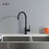 KIBI KKF2001 Lowa Single Handle Bar Sink Faucet with 360 Degree Swivel Spout | High Arc Single Hole Kitchen Faucet in Matte Black Finish | Rust and Corrosion Resistant