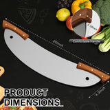 20-Inch Pizza Rocker Blade Cutter, Stainless Steel with Double Wooden Handles, Professional Pizza Slicer (Silver)