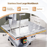 ROVSUN 1500W Electric Bone Saw Machine, 0.16-7.9Inch Cutting Thickness Frozen Meat Cutter with 6 Saw Blades, Commercial Bandsaw Machine Stainless Steel 19.4 x 15.2 In Table for Chicken Fish Beef