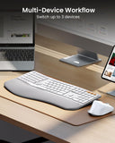ProtoArc EKM01 Plus Wireless Ergonomic Keyboard Mouse Combo - White Silver