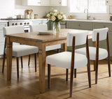 BONBEUR Wooden Dining Chairs Set of 4, Modern Farmhouse Upholstered Kitchen Side Chairs with Linen Fabric and Solid Rubberwood Legs, Open Backrest Dining Room Chairs, Cream White