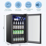 Antarctic Star Beverage Refrigerator Cooler -120 Can Mini Fridge Glass Door for Soda Beer or Wine Constant Glass Door Small Drink Dispenser Clear Front for Home, Office Bar 3.2cu.ft