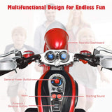 Costzon Kids Motorcycle, 6V Battery Powered Ride on Chopper Motorcycle w/Horn, Headlight, 3-Wheel Stable Ride on Toys, Electric Toddler Motorcycle for Kids Boys Girls Gift (Red)