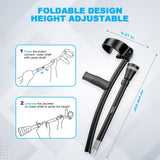 HEALTHBAZAAR Forearm Crutches for Adults, Foldable and Height Adjustable Elbow Crutche with Ergonomic Handgrips, All Terrain Tip & Slip-Resistant Base, Magnetic Grip