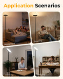 Natapai Floor Lamps for Living Room, 69" Tall LED Lamp, 2800LM Standing Lamp Remote & Foot Switch with 1H Timer, 2700-6500K Stepless Dimmable Modern Pole Light for Bedroom, Reading, Black