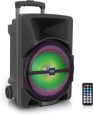 Pyle Wireless Portable PA Speaker System -1200W High Powered Bluetooth Compatible Indoor&Outdoor DJ Sound Stereo Loudspeaker wITH USB MP3 AUX 3.5mm Input, Flashing Party Light & FM Radio -PPHP1544B