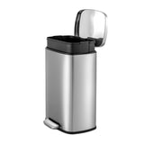 50L/13Gal Heavy Duty Hands-Free Stainless Steel Commercial/Kitchen Step Trash Can, Fingerprint-Resistant Soft Close Lid QUALIAZERO