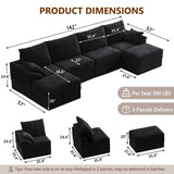 142" Modular Sectional Sofa Boneless Couch with Storage
