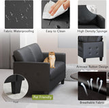 59” Black Faux Leather Loveseat, 2 Seater Sofa Couch for Living Room