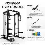 Mikolo Power Cage, 2000LB Power Rack with Independent Dual Pulley System, Multi-Function Home Gym Workout Machine for Cable Crossover (260LBS, Black)