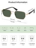 SOJOS Retro Rectangle Polarized 90s Sunglasses Women Men SJ1270 Gold/Green