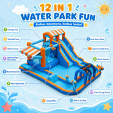 Maybird Inflatable Water Slide, 12-in-1 Bounce House with Climbing Wall, Splash Pool, Crawl Tunnel, Obstacles, Two Water Slides Bounce House for Kids Ages 3-8 Indoor Outdoor