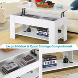 Dlewmsyic Lift-Top Coffee Table, 39.4" Height Adjustable Wood Coffee Table with Hidden Compartment and Lower Storage Shelf for Living Room(White)