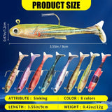 YOTO 8 Colors Soft Plastic Fishing Lures - 3.5" Pre-Rigged Paddle Tail Swimbaits - Angry Lures Swimming Action Soft Baits for Bass, Walleye, Crappie - Saltwater & Freshwater Fishing Lure Kit