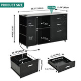 YITAHOME File Cabinet with Charging Station, Mobile Lateral Filing Cabinet with Lock for Home Office, Printer Stand, Black