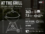 Weber Original Kettle Premium Charcoal Grill, 22-Inch, Copper – Outdoor BBQ Grill with Built‑In Thermometer, Heat Control Dampers & One‑Touch™ Cleaning System