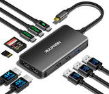 10 in 1 Laptop Docking Station Dual Monitor for Laptop, 4K USB C Hub Dock