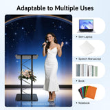 Curved Podium Stand, 47''H Metal Podium Stand with Tabletop Baffle & Water Cup Holder Lecterns & Podiums