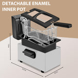 Pukomc Deep Fryer 3 Liter Capacity,1500W Oil Fryer with Adjustable Temperature,Viewing Window,Detachable Frying Basket,Made of Stainless Steel Material and Easy to Clean